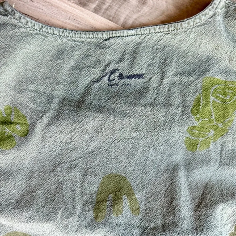 Hand-Painted‎ Olive Green Short Sleeve Pocket Dress Unique Artwear (Fits M/L) - Picture 8 of 11